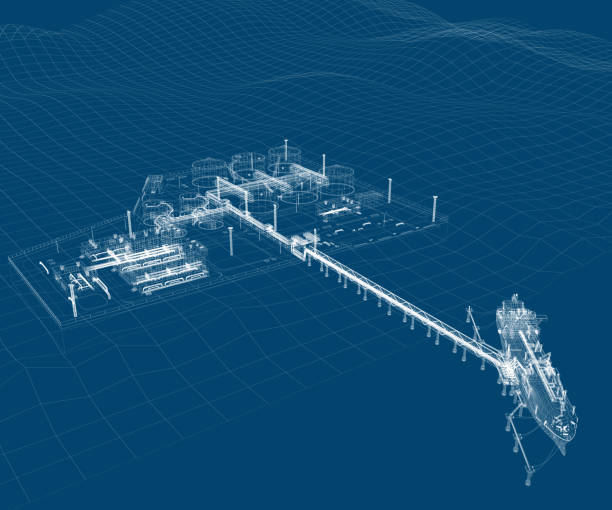 Scheme of the Seaport. 3D-rendering.