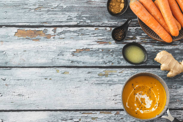 istock Pumpkin and carrot soup with ginger 1214938421