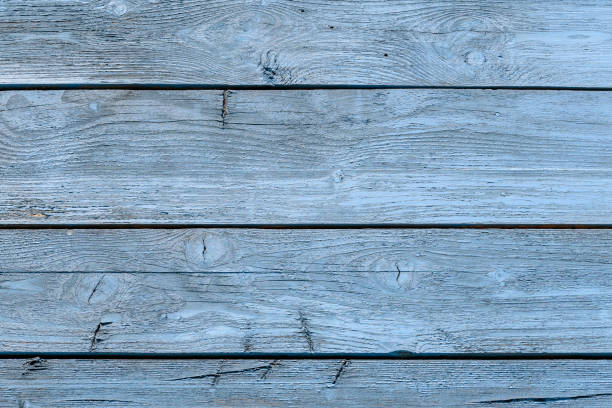 istock Minimalist monochrome  background of old light blue painted wooden bricks in horizontal display 1214938542