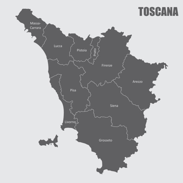 toskana verwaltungskarte - tuscany stock-grafiken, -clipart, -cartoons und -symbole