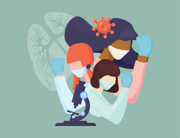 Women scientists nurses and doctors fighting against coronavirus. Feminist steminist illustration. Female Doctors, nurses and scientists together. vector art illustration
