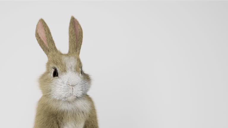 baby rabbit standing up and looking around