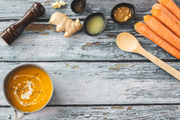 istock Pumpkin and carrot soup with ginger 1214945074