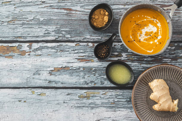 istock Pumpkin and carrot soup with ginger 1214945444