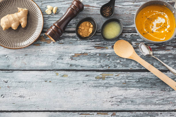 istock Pumpkin and carrot soup with ginger 1214945993