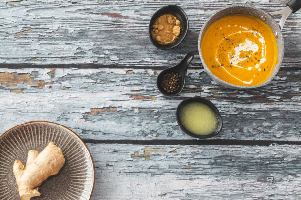 istock Pumpkin and carrot soup with ginger 1214947243