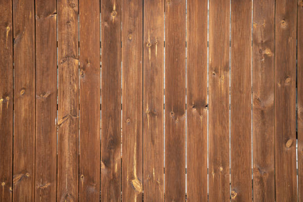 Wood background, texture. Wooden empty board planks floor or wall material. Vertical stripes, brown color.