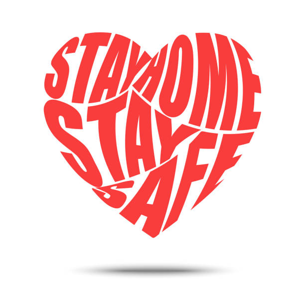 istock Stay home, stay safe . lettering in heart shape . vector illustration . 1214956290
