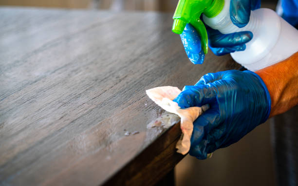 istock Wiping Down Surfaces for Covid-19 in kitchen 1214956525