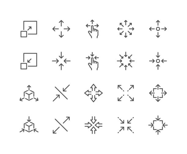 Line Scaling Icons Simple Set of Scaling Related Vector Line Icons. 
Contains such Icons as Increase, Decrease, Resize and more.
Editable Stroke. 48x48 Pixel Perfect. change symbols stock illustrations