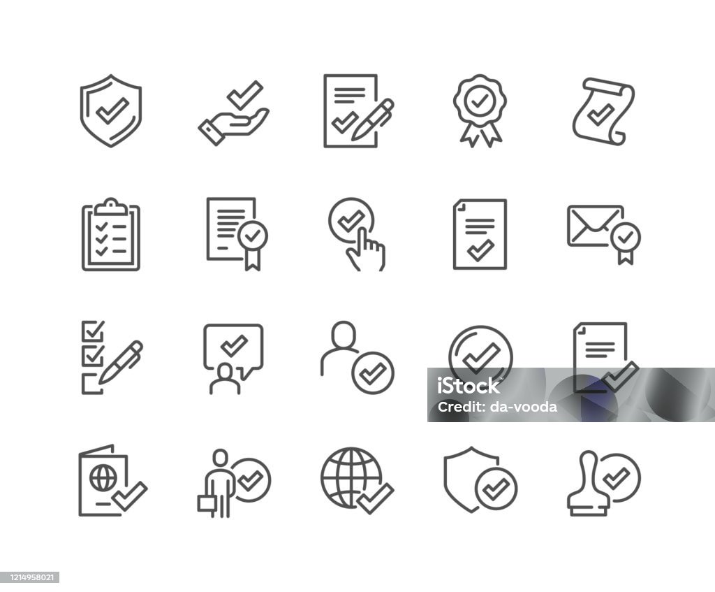 Line Approve Icons Simple Set of Approve Related Vector Line Icons. 
Contains such Icons as Protection Guarantee, Accepted Document, Quality Check and more.
Editable Stroke. 48x48 Pixel Perfect. Icon Symbol stock vector