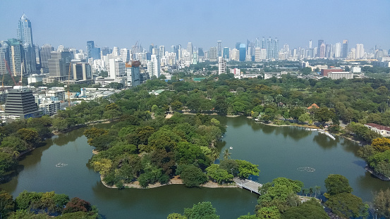 View of the building and the park in bangkok