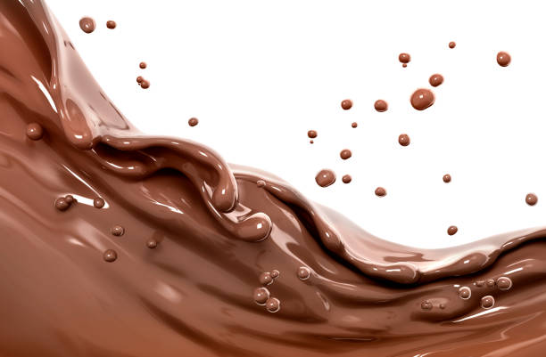 istock Chocolate splash, food and drink illustration 3d rendering 1214960943