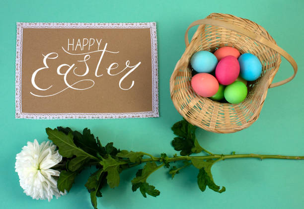 istock Holiday card, Easter banner with text - Happy Easter 1214961600