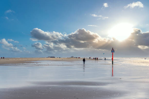 Beach of St Peter-Ording in North Friesland in Germany