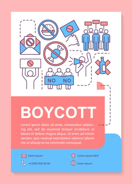 istock Boycott poster template layout. Voluntary abstention banner, booklet, leaflet print design with linear icons. Nonviolent protest vector brochure page layouts for magazines, advertising flyers 1214962711