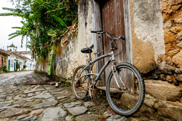 Street of colonial house in the historic town of Paraty on the coast of Brazil