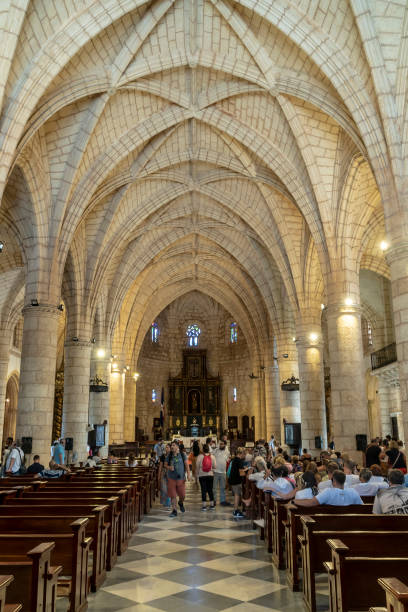 interior of the cathedral basilica santa maria de la encarnacion museum - catedral de la encarnacion imagens e fotografias de stock