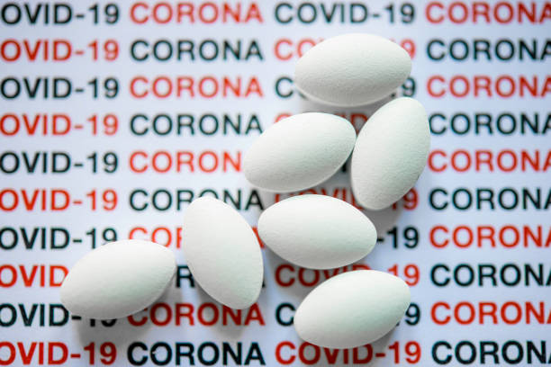 Chloroquine pills against coronavirus stock photo