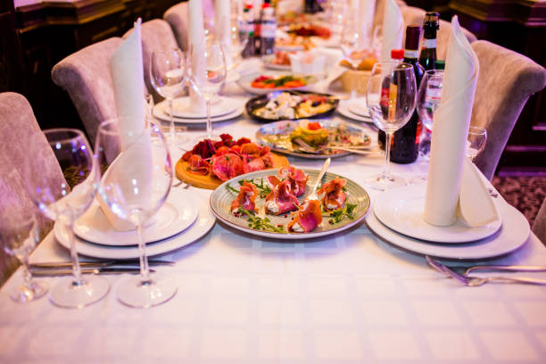 Wedding dishes at the festive feast