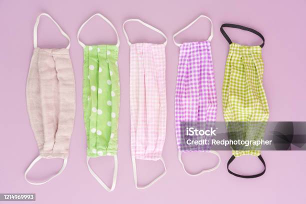 Corona Covid19 Fabric Face Masks Stock Photo - Download Image Now - Protective Face Mask, Sewing, Textile
