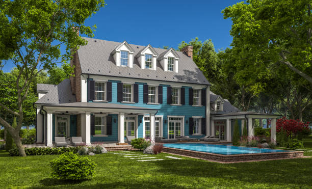 istock 3d rendering of modern classic house in colonial style 1214971851