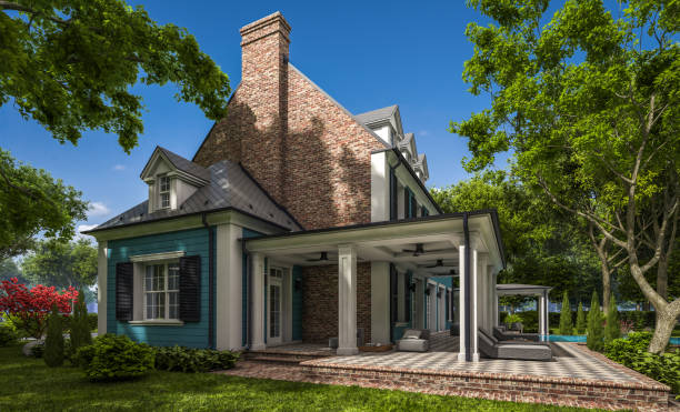 istock 3d rendering of modern classic house in colonial style 1214971898