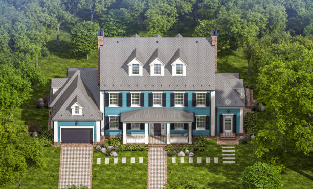 istock 3d rendering of modern classic house in colonial style 1214971926