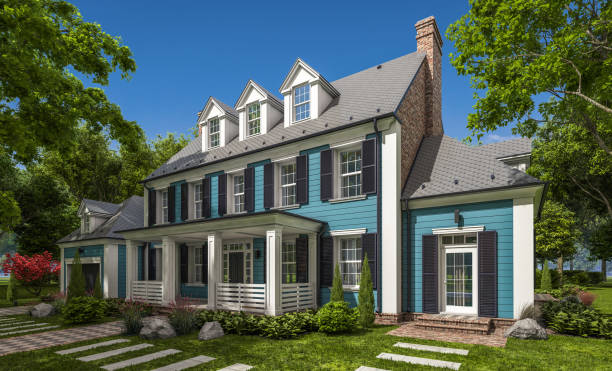 istock 3d rendering of modern classic house in colonial style 1214971928