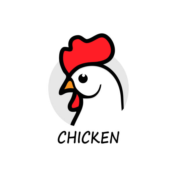 chicken logo vektor - chicken poultry cartoon cockerel stock-grafiken, -clipart, -cartoons und -symbole