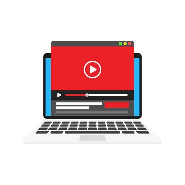 Video laptop, great design for any purposes. Online learning vector Video laptop, great design for any purposes. Online learning vector icon. youtube logo stock illustrations