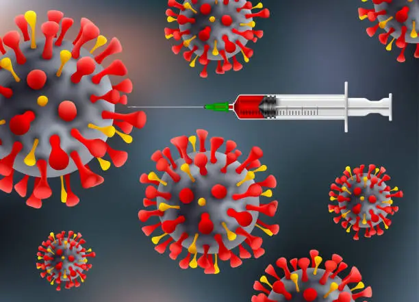 Vector illustration of Coronavirus Background and Syringe