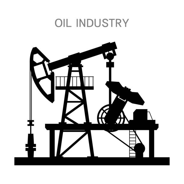 istock Silhouette of a pump for oil production on a white background 1214984284