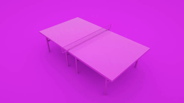 istock Ping Pong Table isolated on purple background. 3d rendering 1214987302