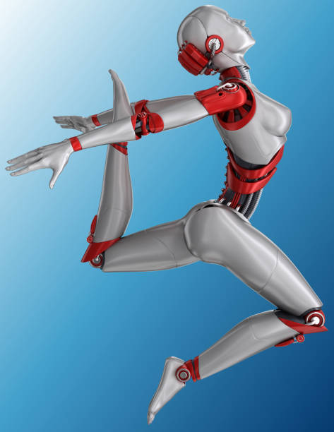 istock Flying cyborg female 1214987308