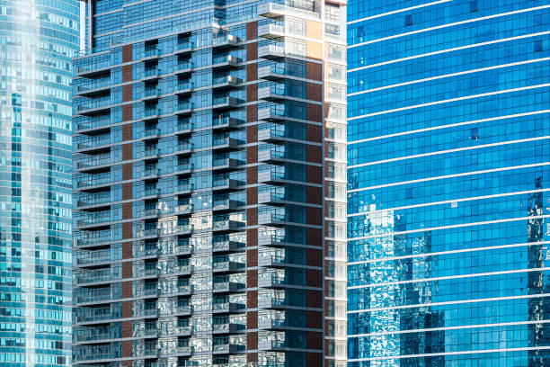 istock Glass facade from skyscrapers in Dubai 1214988503