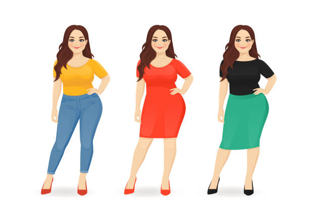 Chubby plump woman in fashion stylish clothes Vector Image