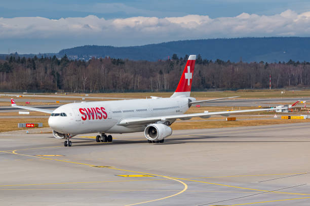 Swiss International Airlines Airbus A330 airplane at Zurich stock photo
