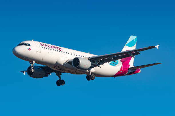 Eurowings Airbus A320 airplane at Munich airport stock photo