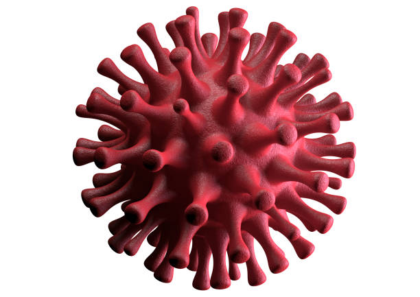 Red Coronavirus Covid-19 or Ncov-2019 isolated on white background stock photo