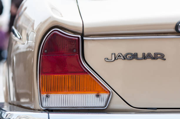 хвостовые огни старого ягуара - jaguar car vintage car collectors car personal land vehicle стоковые фото и изображения