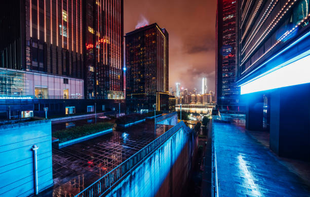 City skyscrapers in Chongqing at night