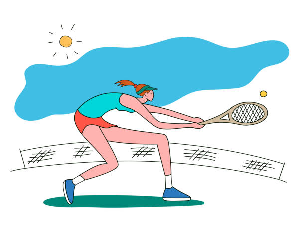istock Girl playing tennis.Vector illustration in a flat style. Isolated on a white background. Sports concept. 1215003827
