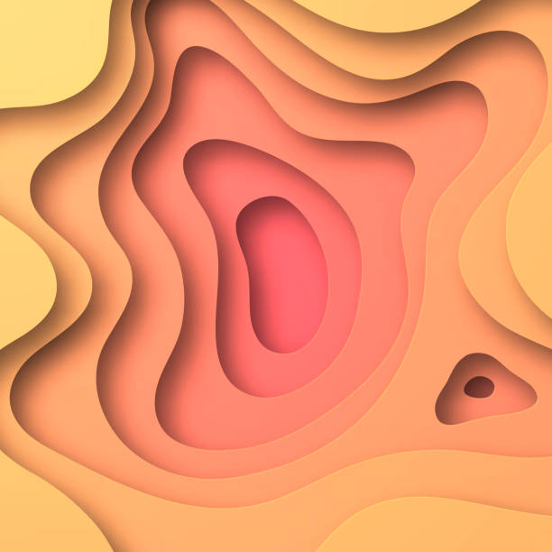 istock Paper cut background - Orange abstract wave shapes - Trendy 3D design 1215005042