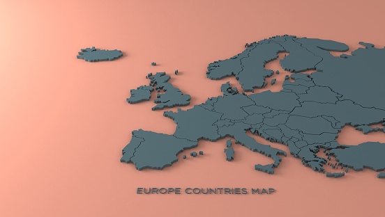 europe continent map 3d rendering