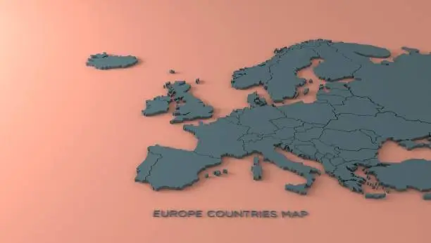 Photo of europe map. european countries rendering map.