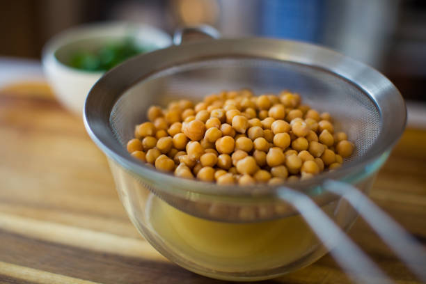 cooked chickpeas stock photo