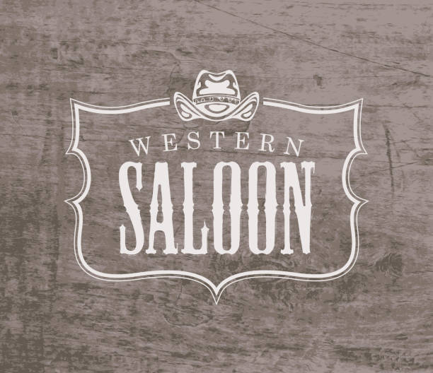 ilustrações, clipart, desenhos animados e ícones de banner vetorial para saloon ocidental com chapéu de cowboy - cowboy hat hat country and western music wild west