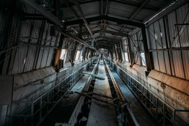 istock Abandoned cement and concrete factory. Old conveyor 1215016188