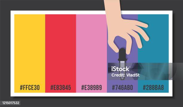 Hand Eyedropper Tool Color Scheme Palette Painting Illustrator Designer Stock Illustration - Download Image Now